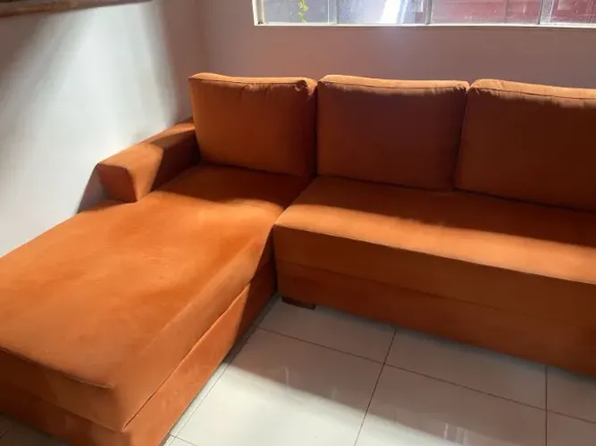Sofa L Chaise Suede Telha - 2.55m x 1.80m