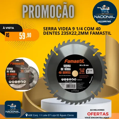 Serra Videa 9.1/4 40 Dentes Famastil - Corte Preciso e Alta Durabilidade | 235x22,2mm