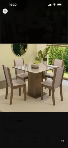 Mesa de jantar 4 Lugares - tampo de vidro