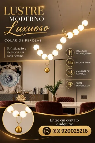 LUSTRE PÉROLAS LUXO MODERNO