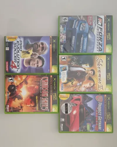 Lote 5 Jogos Originais Xbox Clássico - Forza, Shenmue II, Crimson Skies e mais