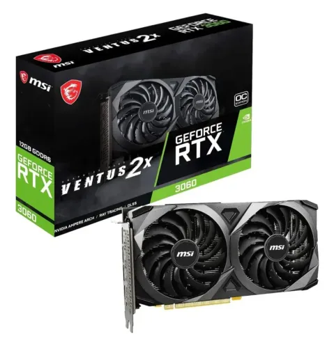 Placa de Vídeo MSI RTX 3060 Ventus 2X OC 12GB GDDR6 - Na Caixa