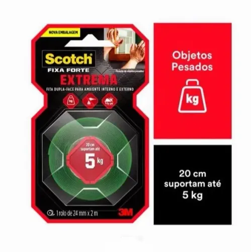 Fita dupla face 24mmx200cm FFTE 3M transparente 5Kg Extrema Scotch