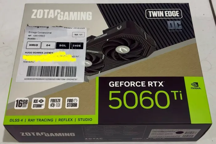 RTX 5060 Ti 16GB GDDR7 Zotac OC - 2 Meses de Uso + NF Pichau e Garantia