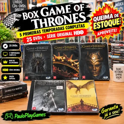 GAME OF THRONES - BOX 5 TEMPORADAS COMPLETAS | 25 DVDs | COLEÇÃO PARA FÃS - (USADOS)