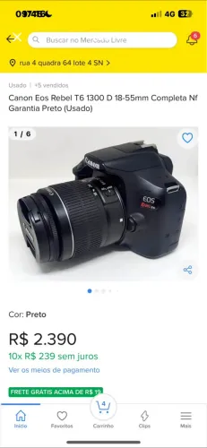 CÂMERA CÂNON T6