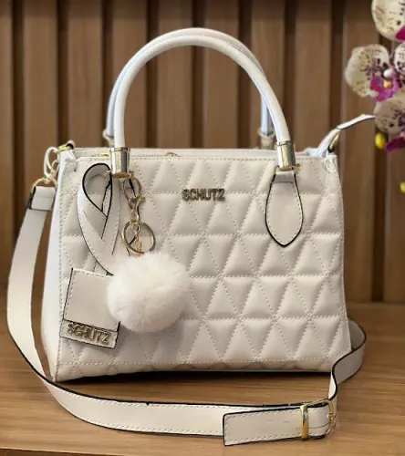 Bolsa Schutz Lorena Baby Matelasse Feminina de Ombros (Nude/Marrom) - Confecção Premium