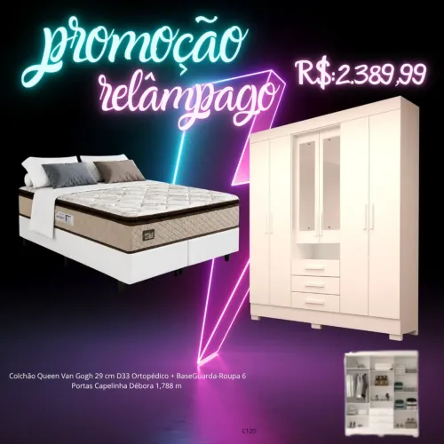 Combo base bipartida Queen + colchão Queen d33 + guarda roupas / pague na entrega