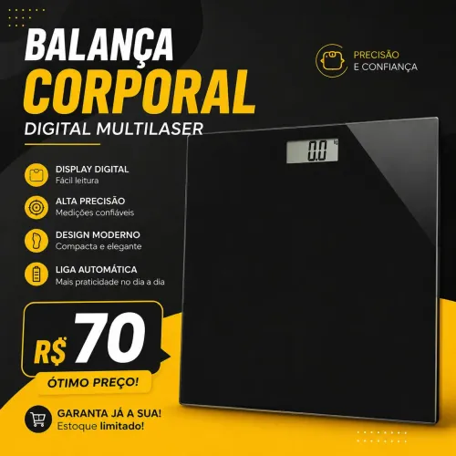 Balança Digital Multilaser Preta