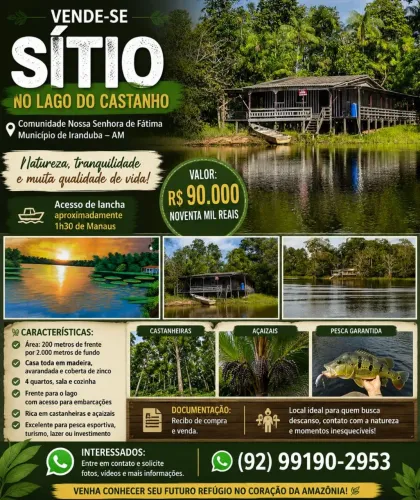 Vendo em lago do castanho.comunidade nossa senhora de Fátima