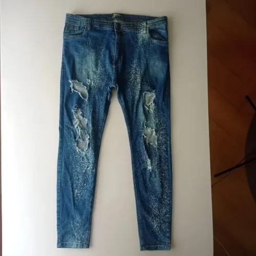 Calça jeans masculina creed skinny destroyed 46