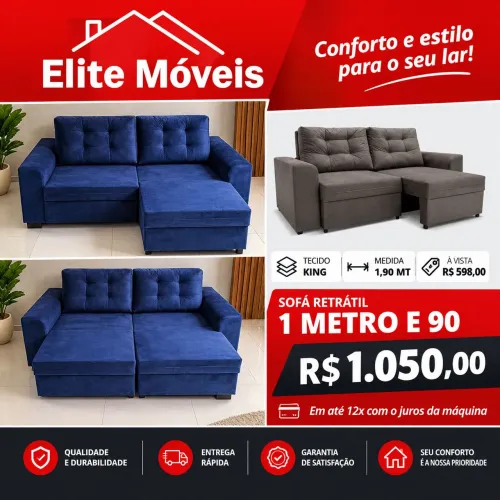 1,050,00 SOFÁ RETRÁTIL NOVO COM GARANTIA DE FABRICA.