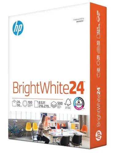 PAPEL DE IMPRESSORA HP BRIGHTWHITE 24, 4 PACOTES COM 500 FOLHAS CADA