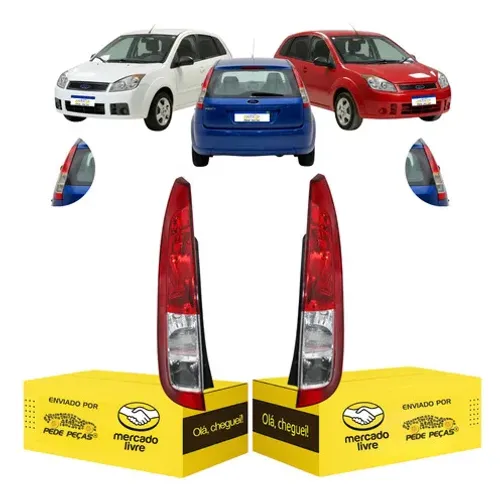 Par Lanterna Ford Fiesta Hatch 2008 2009 2010 Nova Cristal Ambos Lados Vermelho Cristal