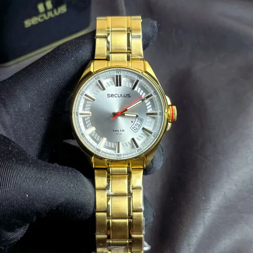 Relógio Seculus Long life 46mm Dourado 77243G0SVDA2