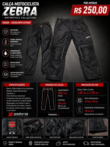 CALÇA MOTOCICLISTA ZEBRA MOTORCYCLE COLLECTION