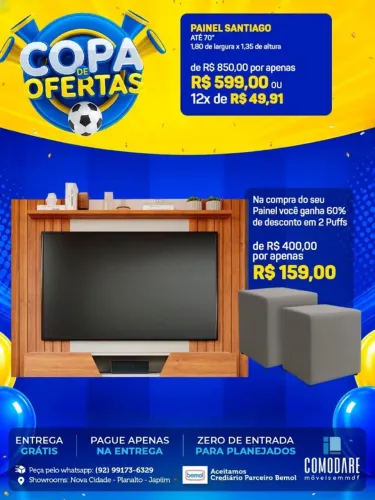 Painel Santiago para TV até 70 Polegadas