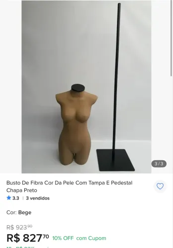 Manequim em fibra com pedestal incluso. Com pequenas avarias.