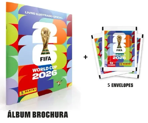 Kit Album Copa Do Mundo 2026 + 5 Envelopes Fifa 2026 Capa Mole