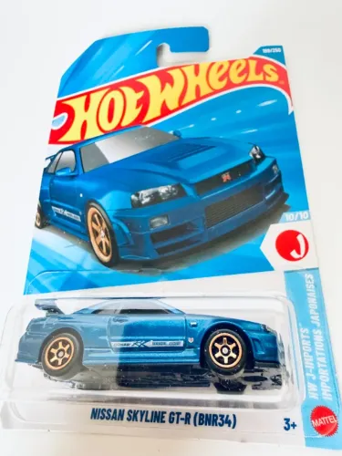 hot wheels nissan skyline gt-r bnr34 hw j-imports azul lacrado