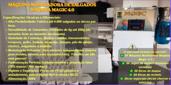 Modeladora De Salgados Maqtiva Magic 4.0 COMPLETA - Oportunidade Única!