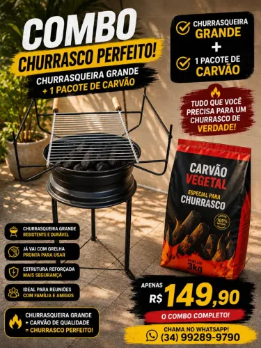 Churrasqueira grande +grelha+carvao