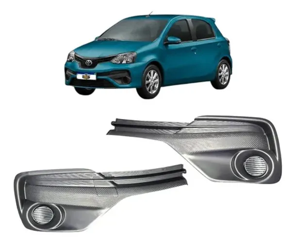 Par Moldura Farol Milha Etios 2016 A 2019 Sem Furo Preto Ambos Lados