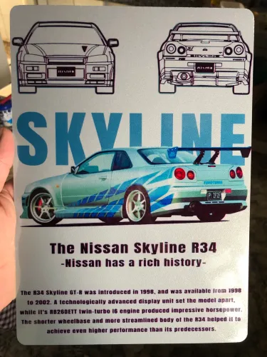 Placa de metal Skyline R34 