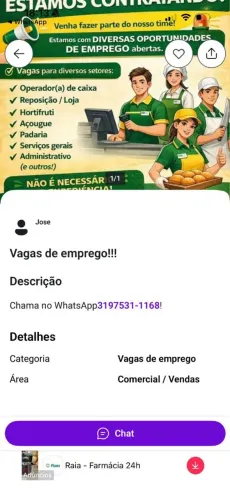 Vaga de açougueiro (super mercado)