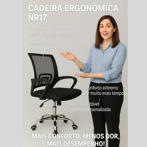 Cadeira de escritório giratório secretário com rodinhas