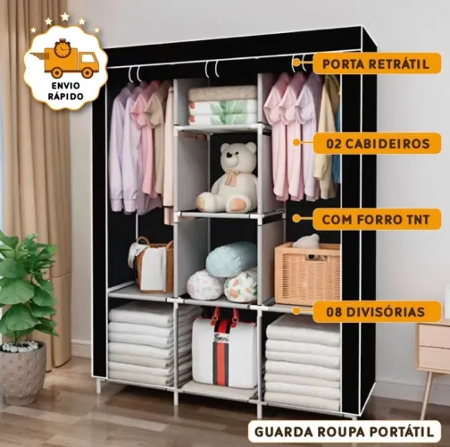 Guarda-Roupa desmontável  170x130x45 preto