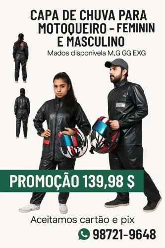 Capa de chuva para motoboy p m g gg exg masculino e feminina