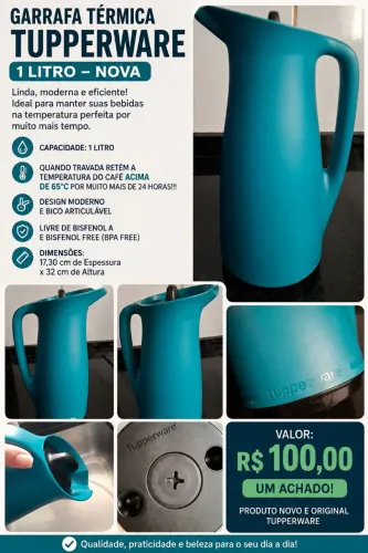 EXCELENTE GARRAFA TÉRMICA TUPPERWARE ( NOVA)