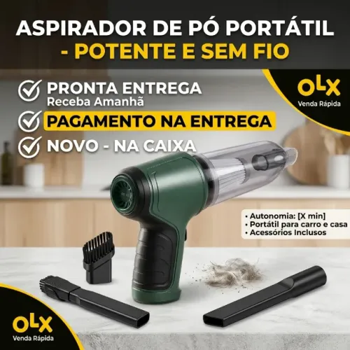 ? Aspirador de Pó Portátil Sem Fio - Potente, Prático e Recarregável!