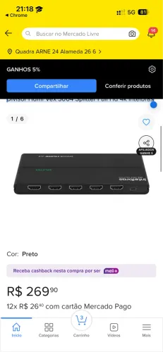 Divisor Hdmi Vex 3004 Splitter Full Hd 4k Intelbras