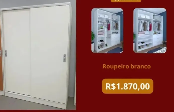 Guarda roupa em mdf com 2 portas de correr