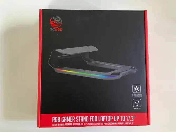 Suporte Gamer para Notebook até 17,3pol Com LED RGB E HUB Podium - Pasnr01, Pcyes