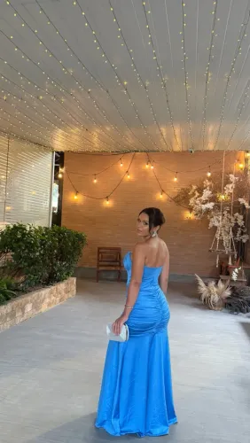 Vestido longo azul serenity