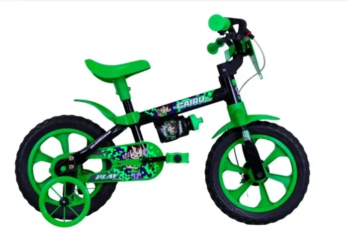 BICICLETA 12 MASC PLAY KIDS PTO/VERD