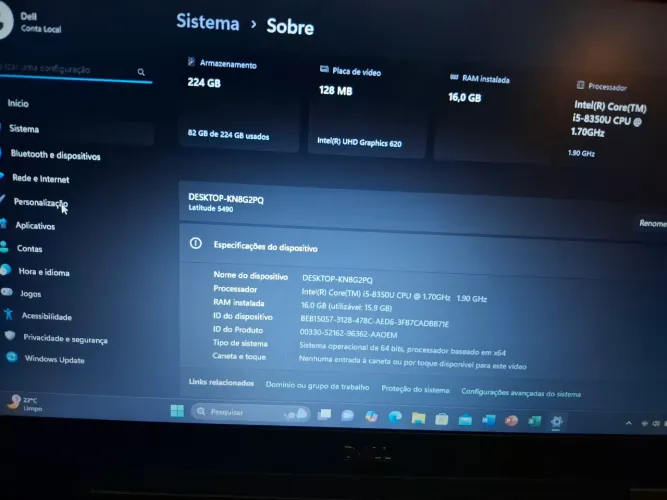 Notebook Dell i5vPro / 16GB RAM/ SSD 256GB
