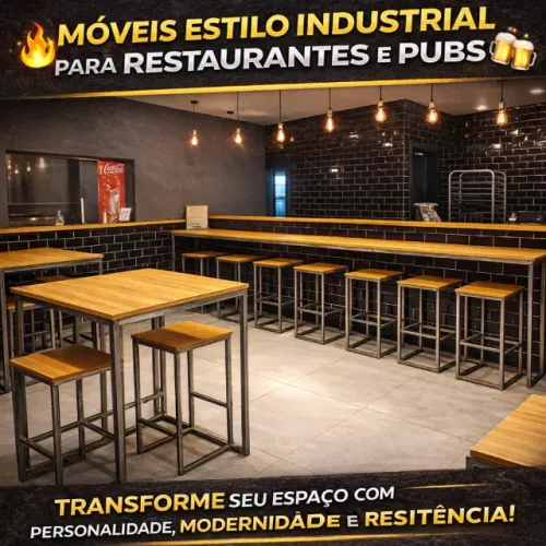Móveis estilo industrial para restaurantes, bares e pubs