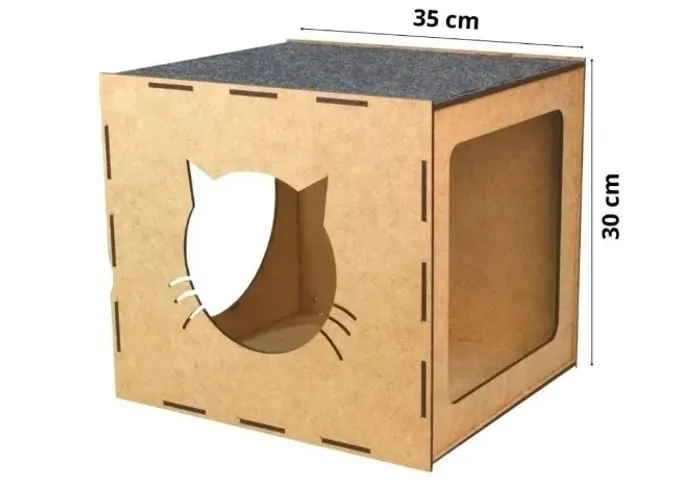 Nicho para Gato de Parede MDF com Carpete 35x30cm