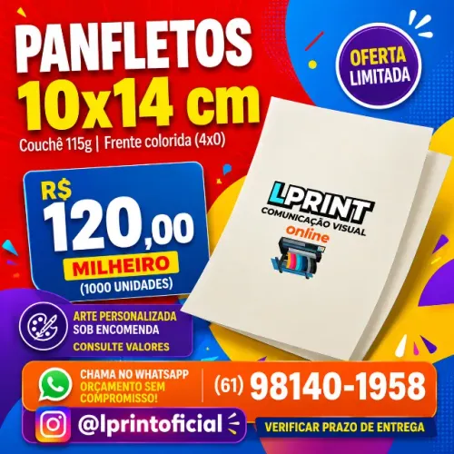 PANFLETOS 10x14 cm - 1.000 UNIDADES | R$ 120,00