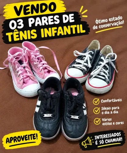 Vendo kit com 03 pares de tênis infantil
