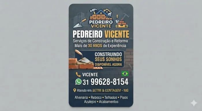 Pedreiro para Betim e Contagem