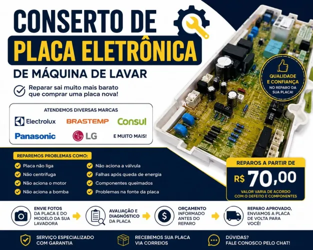 REPARO DE PLACA ELETRÔNICA DE MÁQUINA DE LAVAR