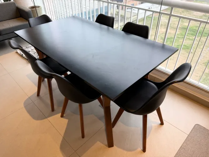 Conjunto Mesa de Jantar 6 lugares + 6 Cadeiras