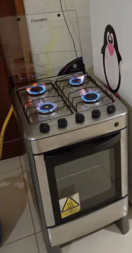 Fogão Esmaltec Inox. Funcionando bem. Entrego 