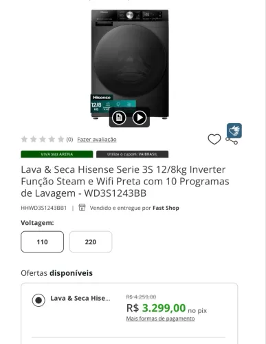 LAVA E SECA HISENSE - IMPERDÍVEL