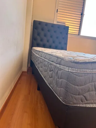 Cama Solteiro Ortobom Superpocket + Box + Cabeceira Capitonê